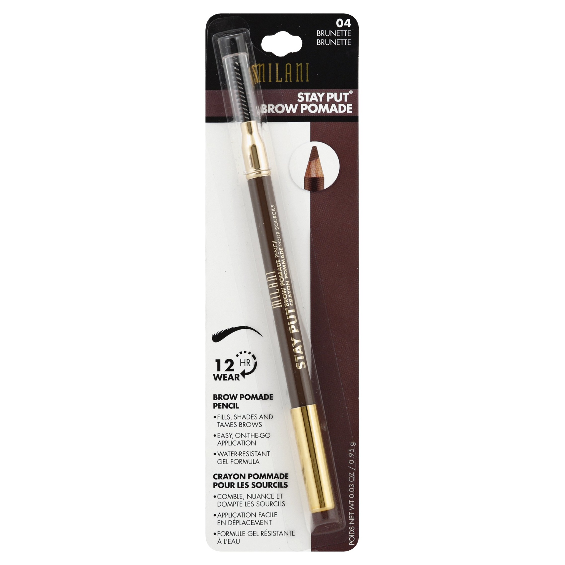 slide 1 of 2, Milani Stay Put Brow Pomade Pencil Brunette, 0.037 oz