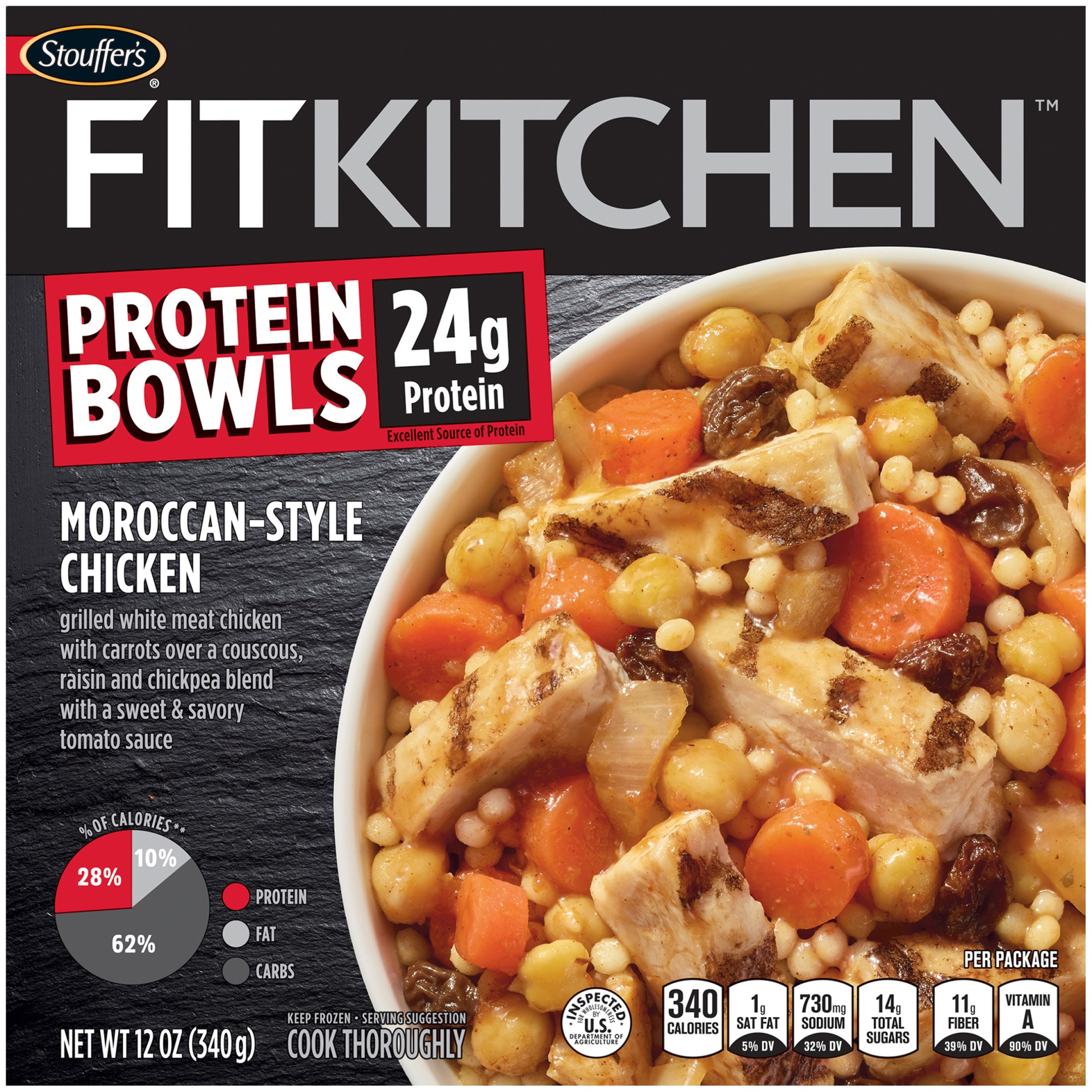 slide 1 of 10, Stouffers Fit Kitchen Bowls Moroccanstyle Chicken, 12 oz