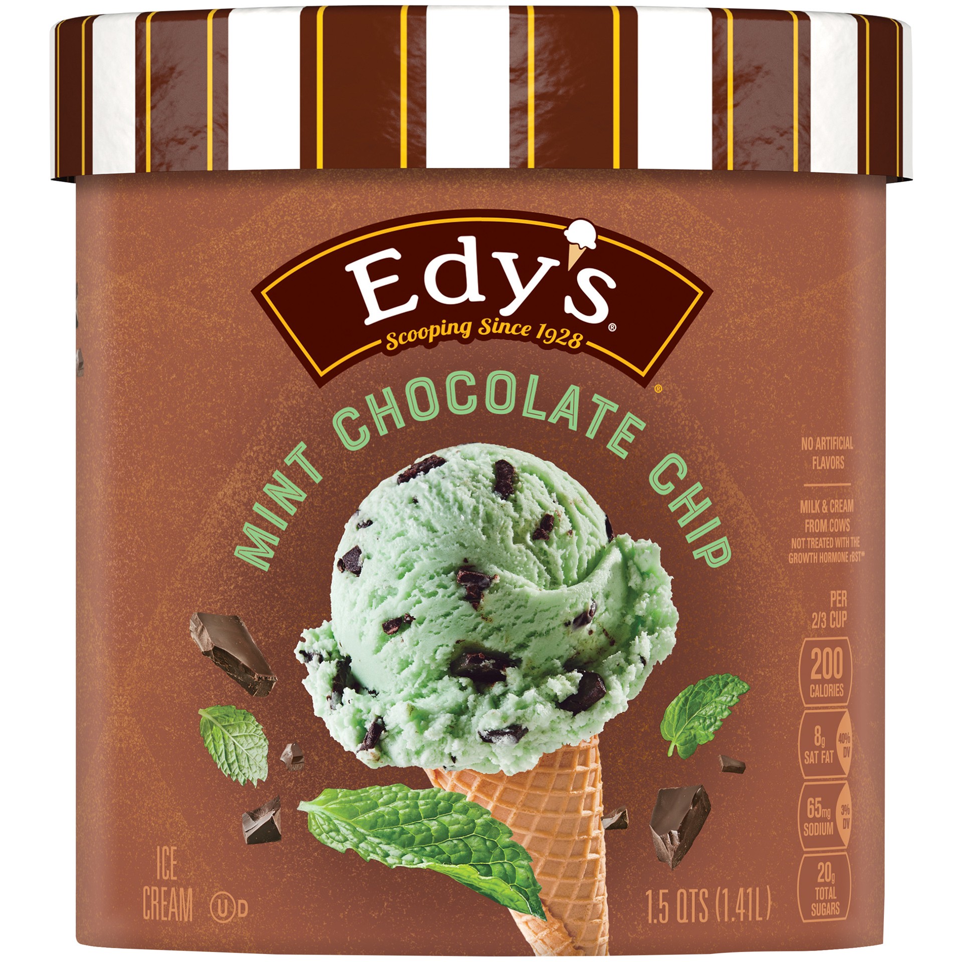 slide 1 of 1, EDY'S/DREYER'S Mint Chocolate Chip Ice Cream 1.5 qt. Tub | Made with fresh milk & cream and no artificial flavors, 1.5 qt