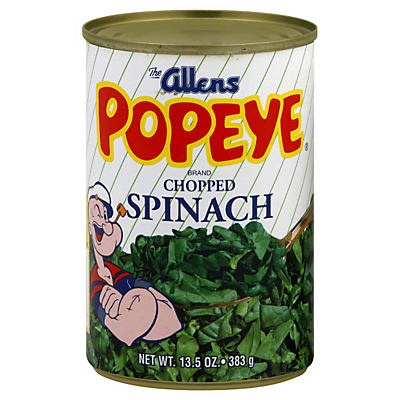 slide 1 of 2, Allens Popeye Chopped Spinach, 13.5 oz