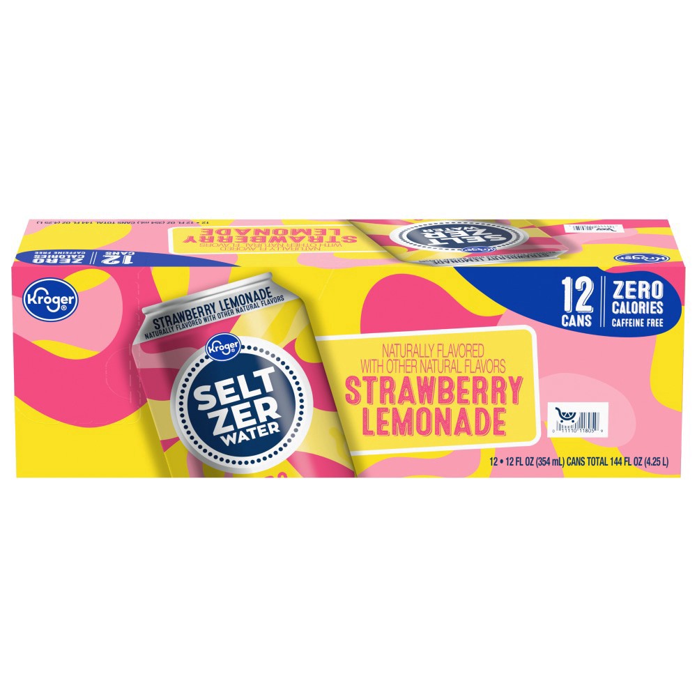 slide 3 of 3, Kroger Strawberry Lemonade Seltzer Water - 12 ct; 12 fl oz - 12 ct; 12 fl oz, 12 ct; 12 fl oz