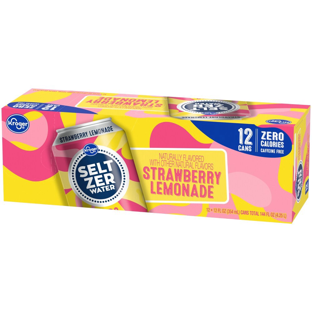 slide 2 of 3, Kroger Strawberry Lemonade Seltzer Water - 12 ct; 12 fl oz - 12 ct; 12 fl oz, 12 ct; 12 fl oz