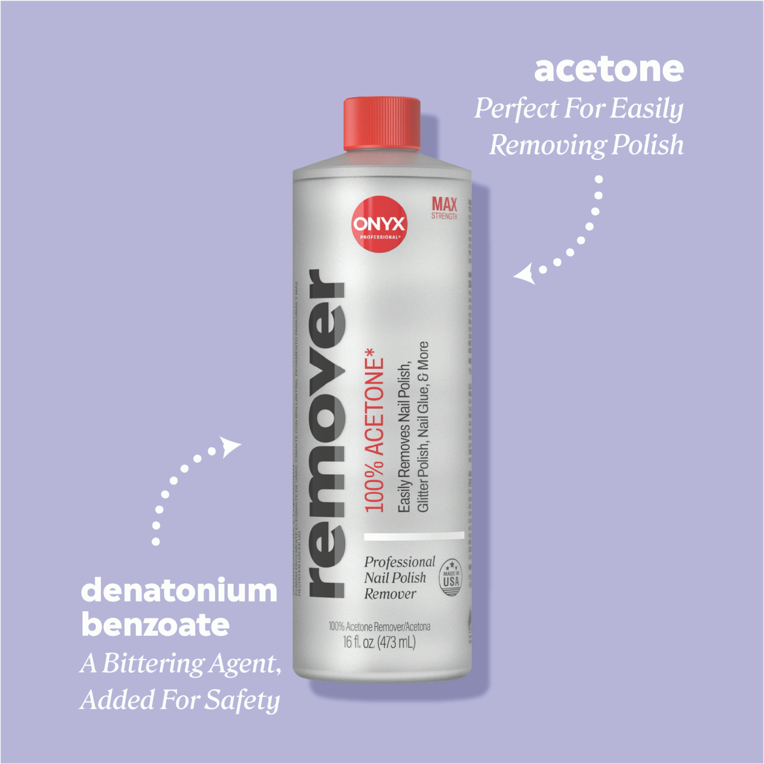 slide 5 of 8, Onyx Professional 100% Pure Acetone Maximum Strength Nail Polish Remover, 16 oz