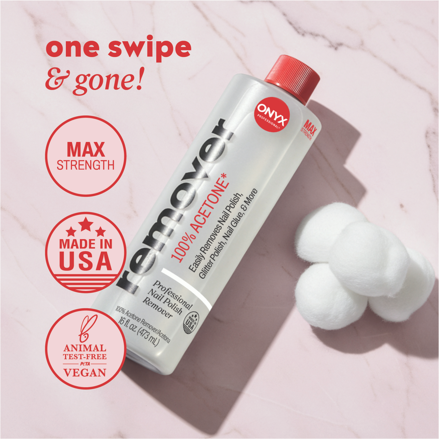 slide 8 of 8, Onyx Professional 100% Pure Acetone Maximum Strength Nail Polish Remover, 16 oz