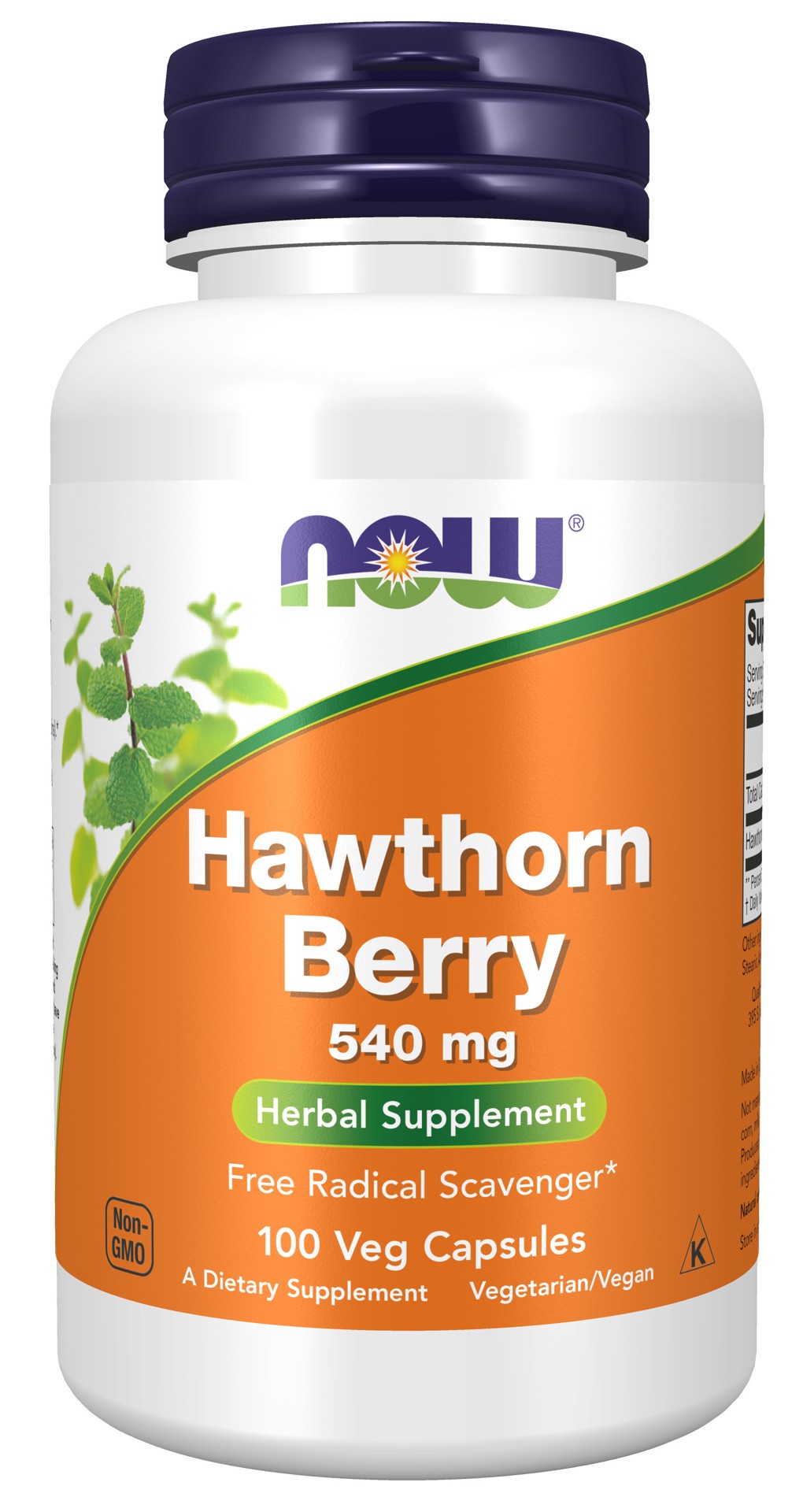 slide 1 of 4, NOW Hawthorn Berry 540 mg - 100 Veg Capsules, 100 ct