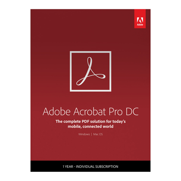 slide 1 of 2, Adobe Acrobat Pro Dc, 1-Year Subscription, For Pc/Mac, Traditional Disc, 1 ct