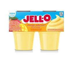 Jell-O Zero Sugar Mango Sabroso Ready-to-Eat Pudding Snack Cups, 4 ct Cups