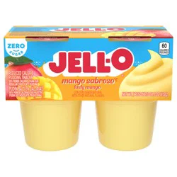Jell-O Zero Sugar Mango Sabroso Ready-to-Eat Pudding Snack Cups, 4 ct Cups