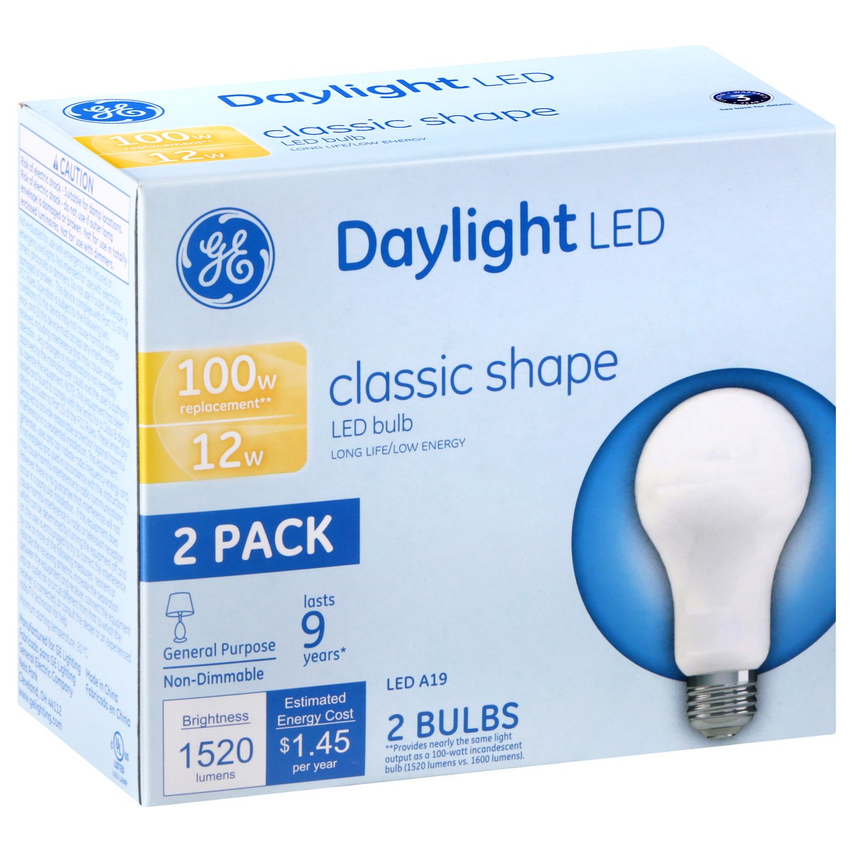 slide 2 of 9, GE 2 Pack 12 Watts Classic Shape Daylight LED Light Bulbs 2 ea, 2 ct