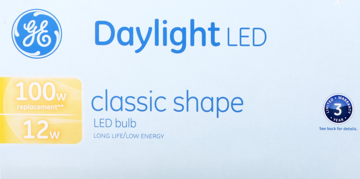 slide 9 of 9, GE 2 Pack 12 Watts Classic Shape Daylight LED Light Bulbs 2 ea, 2 ct