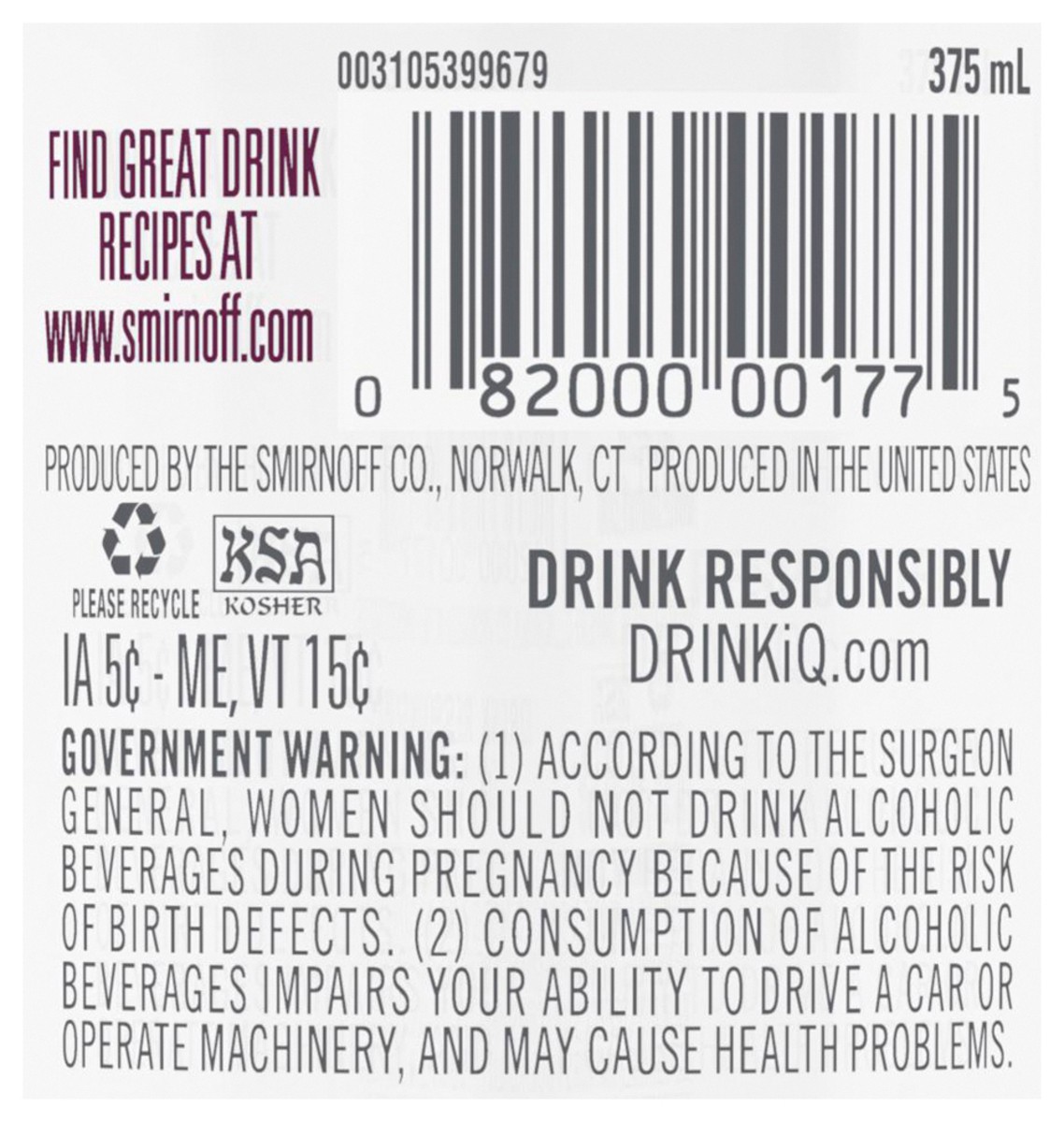 slide 2 of 8, Smirnoff Passion Fruit (Vodka Infused with Natural Flavors), 375 ml