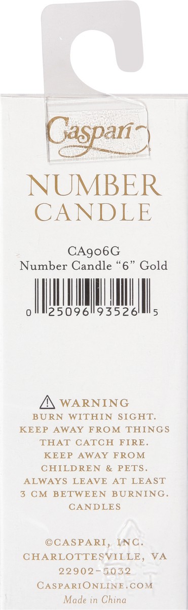 slide 10 of 11, Caspari Gold 6 Number Candle 1 ea, 1 ct