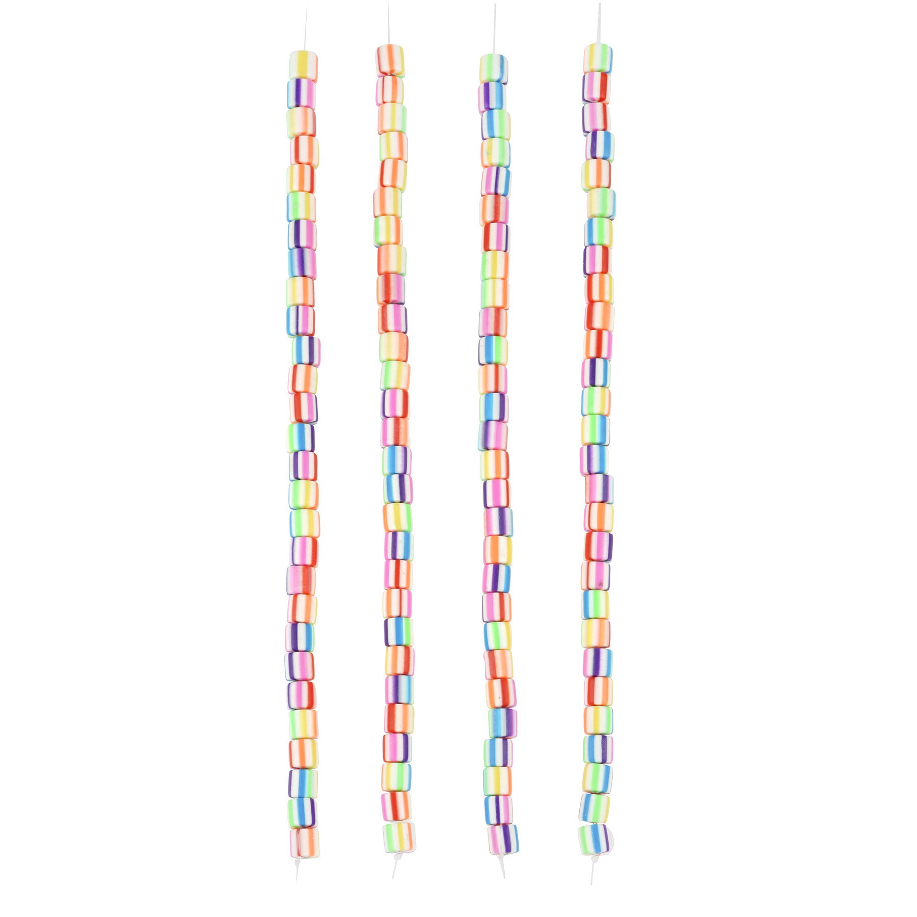 slide 3 of 3, Multicolor Striped Clay Tube Beads, 5.8mm By Bead Landing, 5.8mm