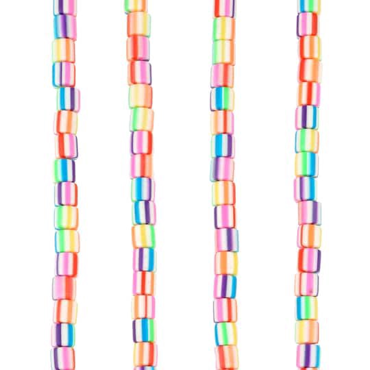 slide 1 of 3, Multicolor Striped Clay Tube Beads, 5.8mm By Bead Landing, 5.8mm