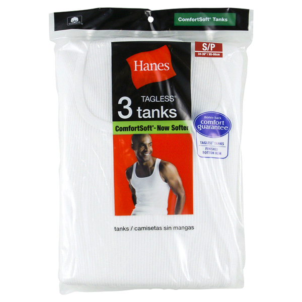 slide 1 of 1, Hanes Men's TAGLESS ComfortSoft White A-Shirt, Small, 3 ct