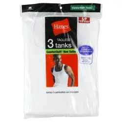 Hanes Men's TAGLESS ComfortSoft White A-Shirt, Small