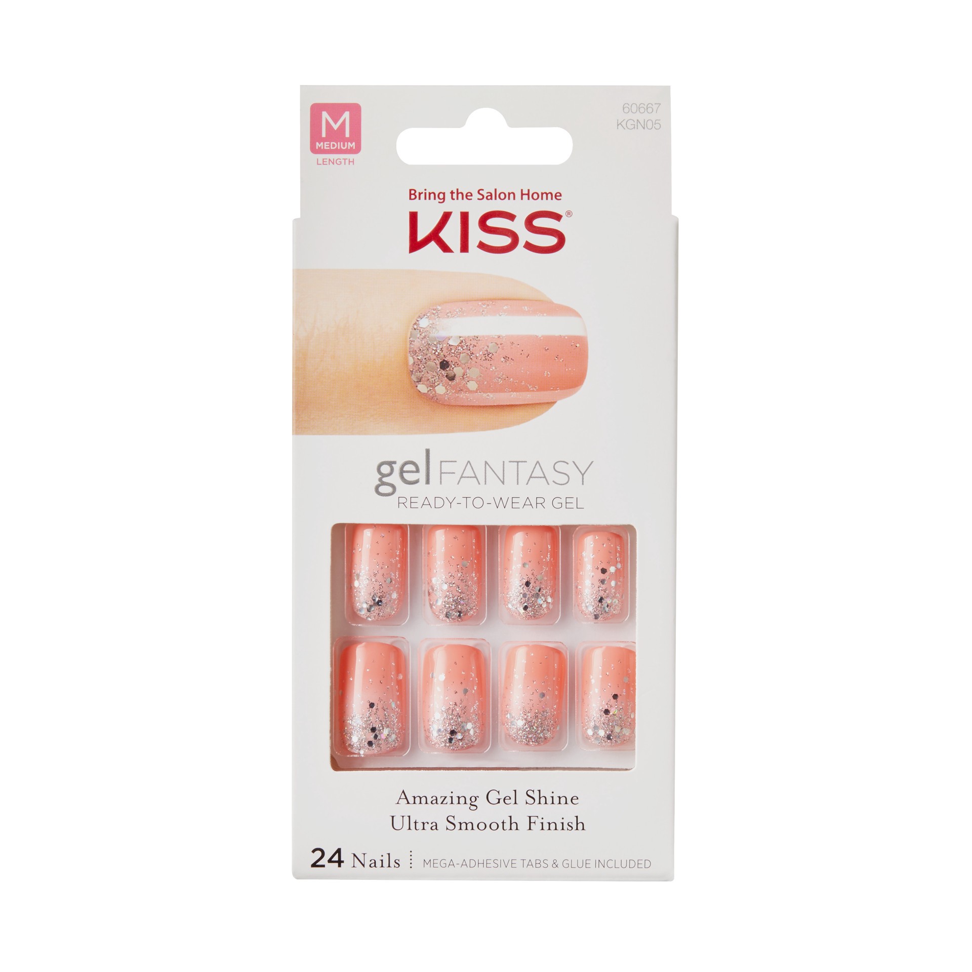 slide 1 of 9, KISS Gel Fantasy Nail Kit, Long Length, 60667 Freshen Up, 51 pc, 24 ct