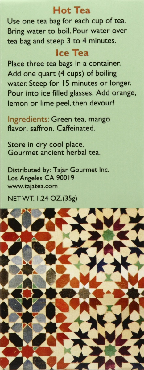 slide 3 of 4, Taja Tea Saffron and Mango Fusion Green Tea, 20 ct