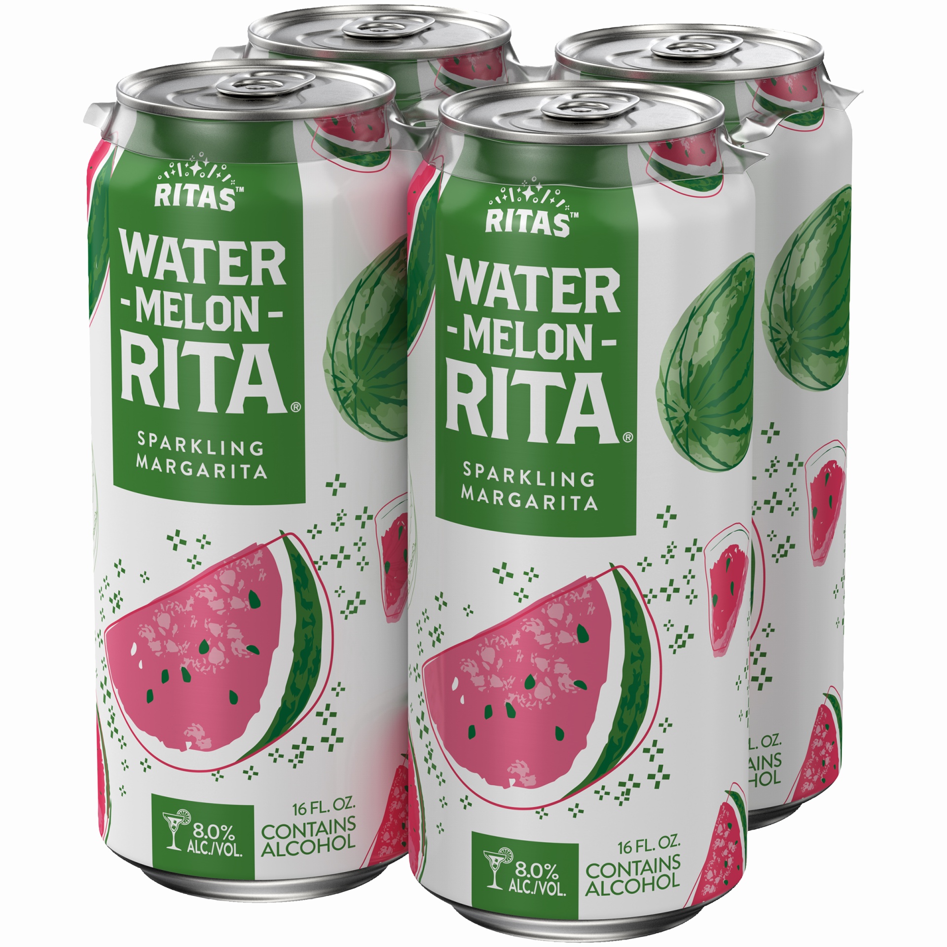 slide 3 of 3, Ritas Water-Melon-Rita Sparkling Margarita, 8% ABV, 16 oz cans