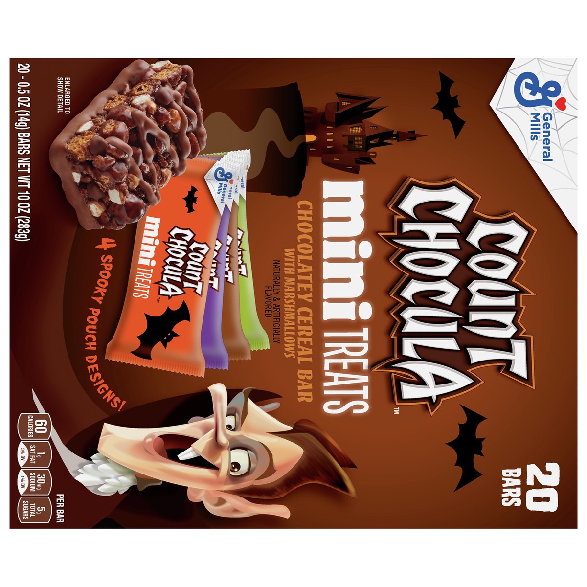 slide 3 of 14, Count Chocula Mini Treat Bars with Marshmallows, Halloween Kids Snacks, 20 Ct, 10 oz, 20 ct