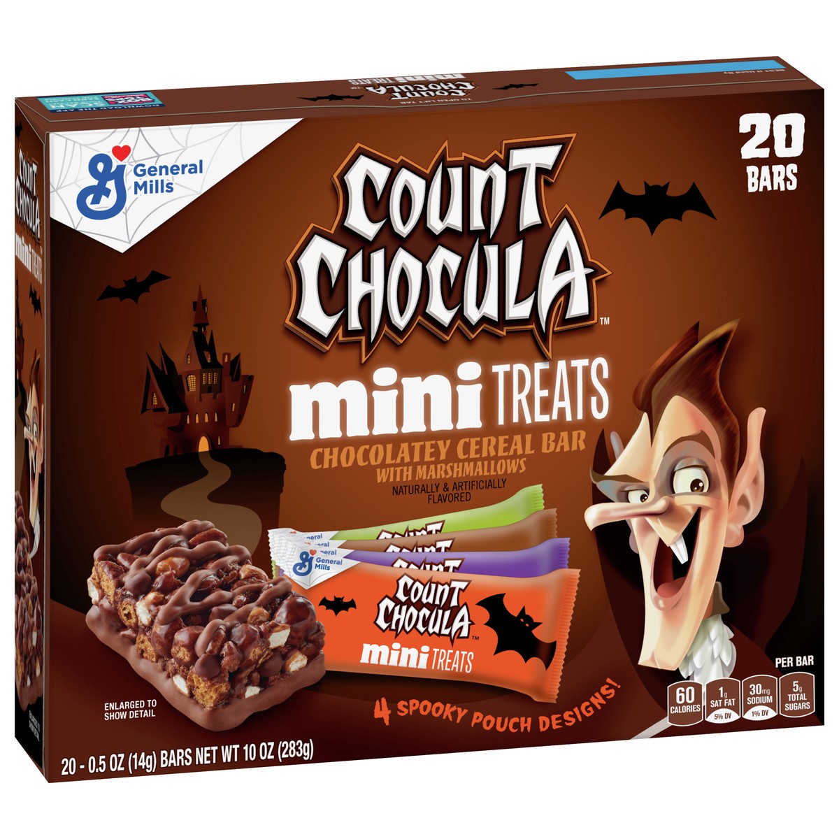slide 8 of 14, Count Chocula Mini Treat Bars with Marshmallows, Halloween Kids Snacks, 20 Ct, 10 oz, 20 ct