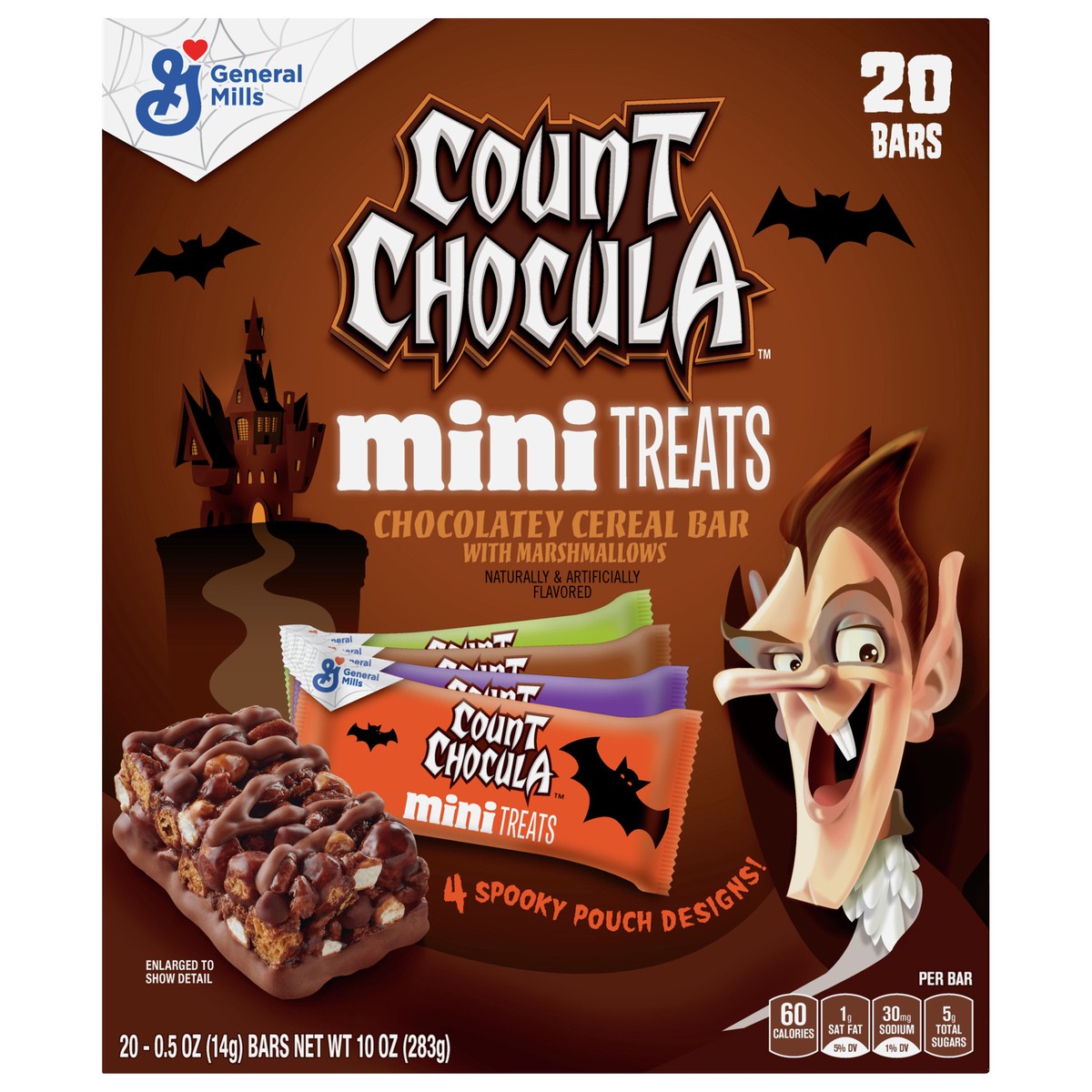 slide 1 of 14, Count Chocula Mini Treat Bars with Marshmallows, Halloween Kids Snacks, 20 Ct, 10 oz, 20 ct