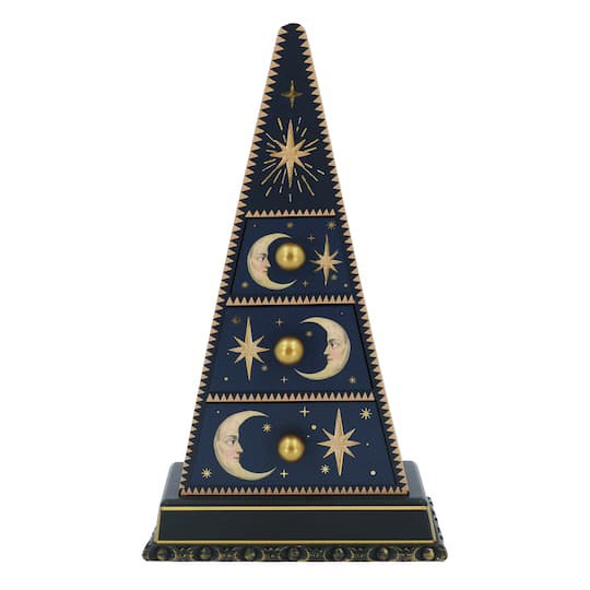 slide 1 of 5, 18" Navy Blue Celestial Pyramid 3-Drawer Tabletop Decor By Ashland, 18 in