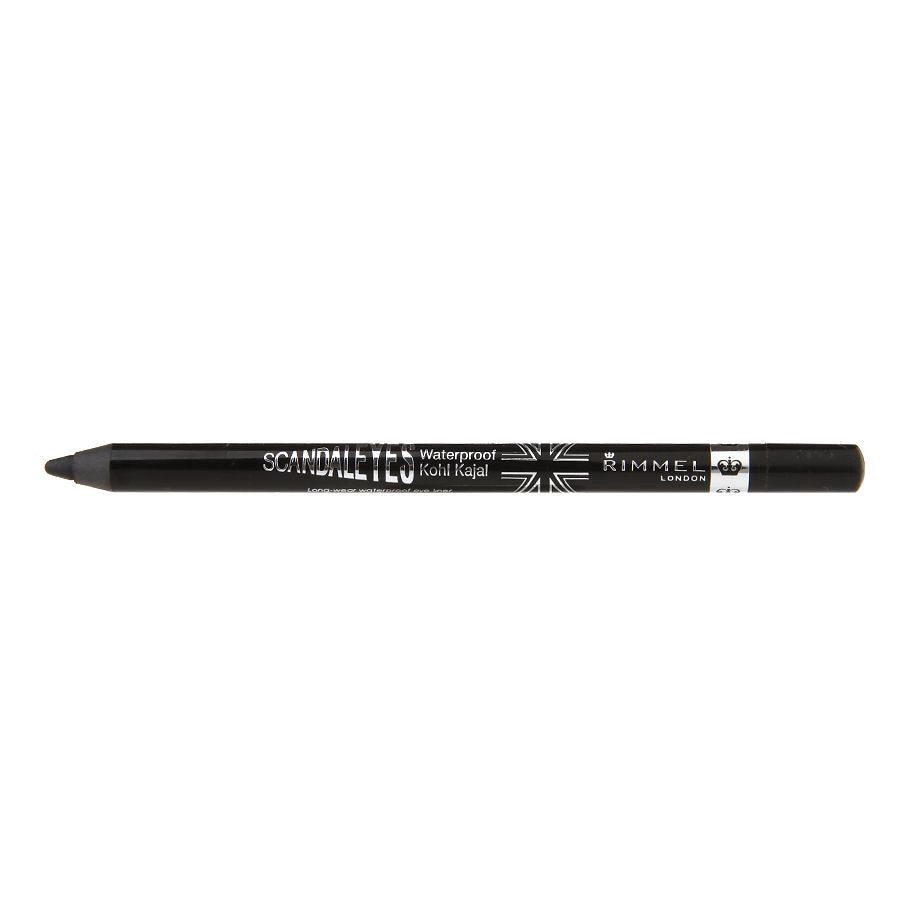 slide 1 of 1, COTY RIMMEL LONDON Rimmel London Scandaleyes Waterproof Kohl Kajal Eyeliner Pencil, Intense Color, Long-Wearing, Smudge-Proof, 001, Black, 0.04oz, 1.30 g