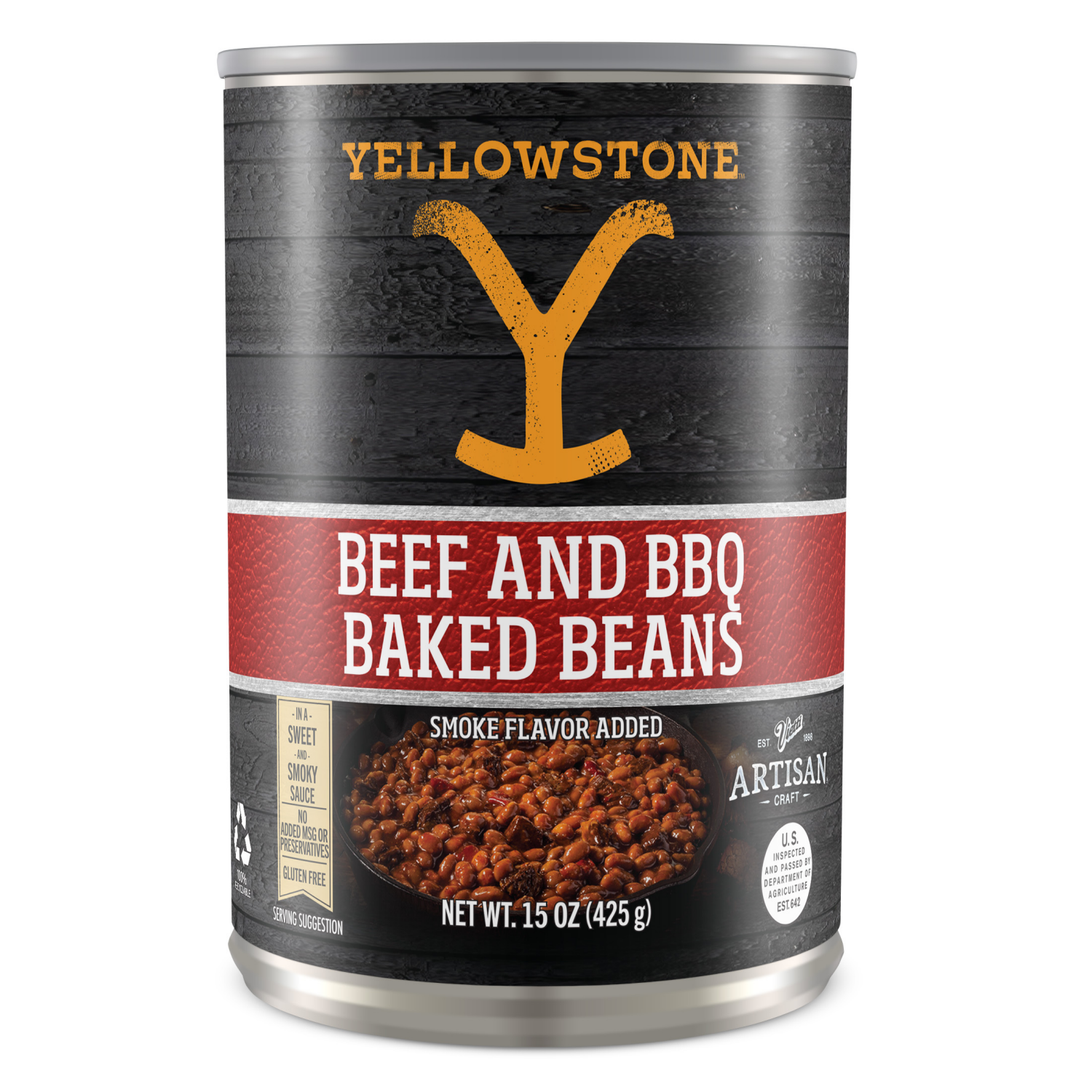 slide 1 of 3, Yellowstone Baked Beans Beef & Bbq, 15 oz
