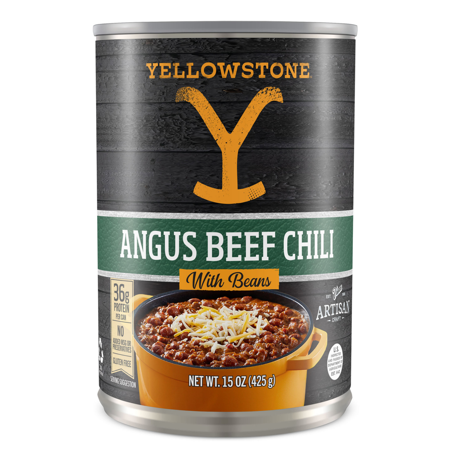 slide 1 of 4, YELLOWSTONE Angus Beef Chili with Beans 15 oz, 15 oz