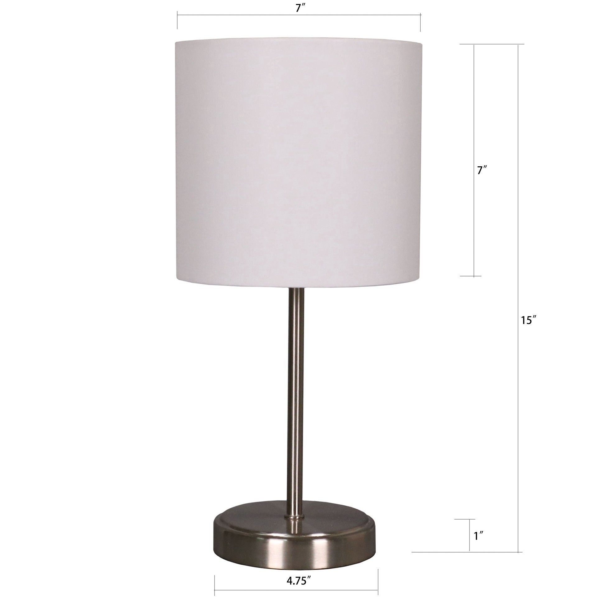 slide 2 of 4, 15" Silver Metal Table Lamp With White Fabric Shade By Ashland, 7 in x 7 in x 15 in