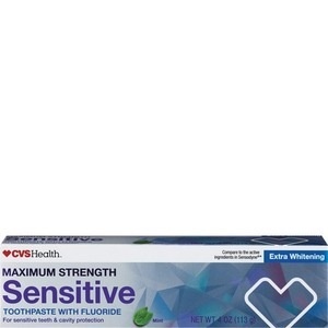 slide 1 of 1, CVS Health Sensitive Toothpaste With Fluoride Extra Whitening, 4 oz