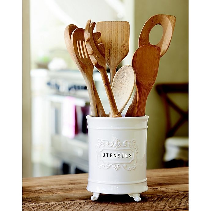 slide 2 of 2, Mud Pie Ceramic Utensil Holder - White, 1 ct