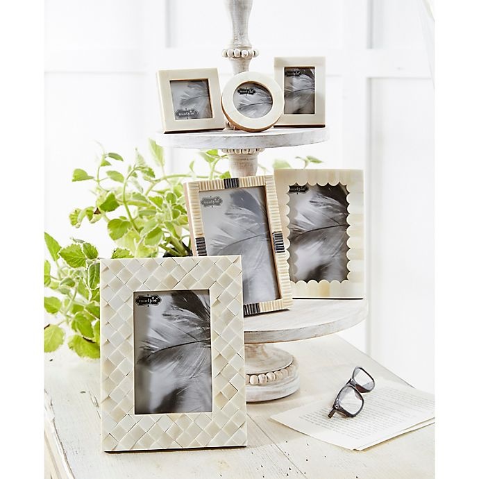 slide 2 of 2, Mud Pie Small Circular White Bone Picture Frame, 1 ct