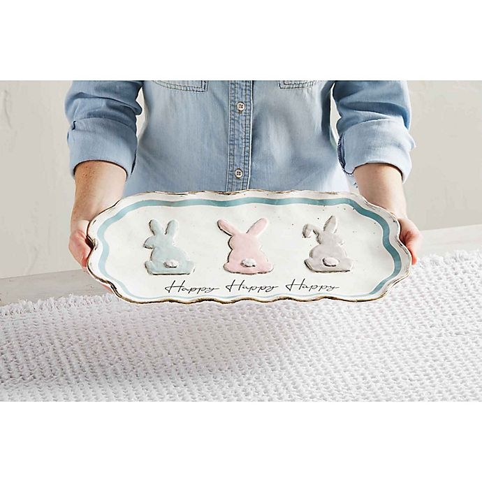 slide 2 of 2, Mud Pie Bunny Trio Easter Rectangular Serving Platter - Cream, 15.75 in