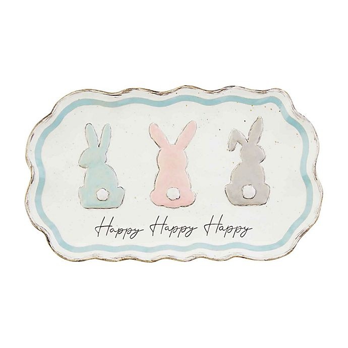 slide 1 of 2, Mud Pie Bunny Trio Easter Rectangular Serving Platter - Cream, 15.75 in