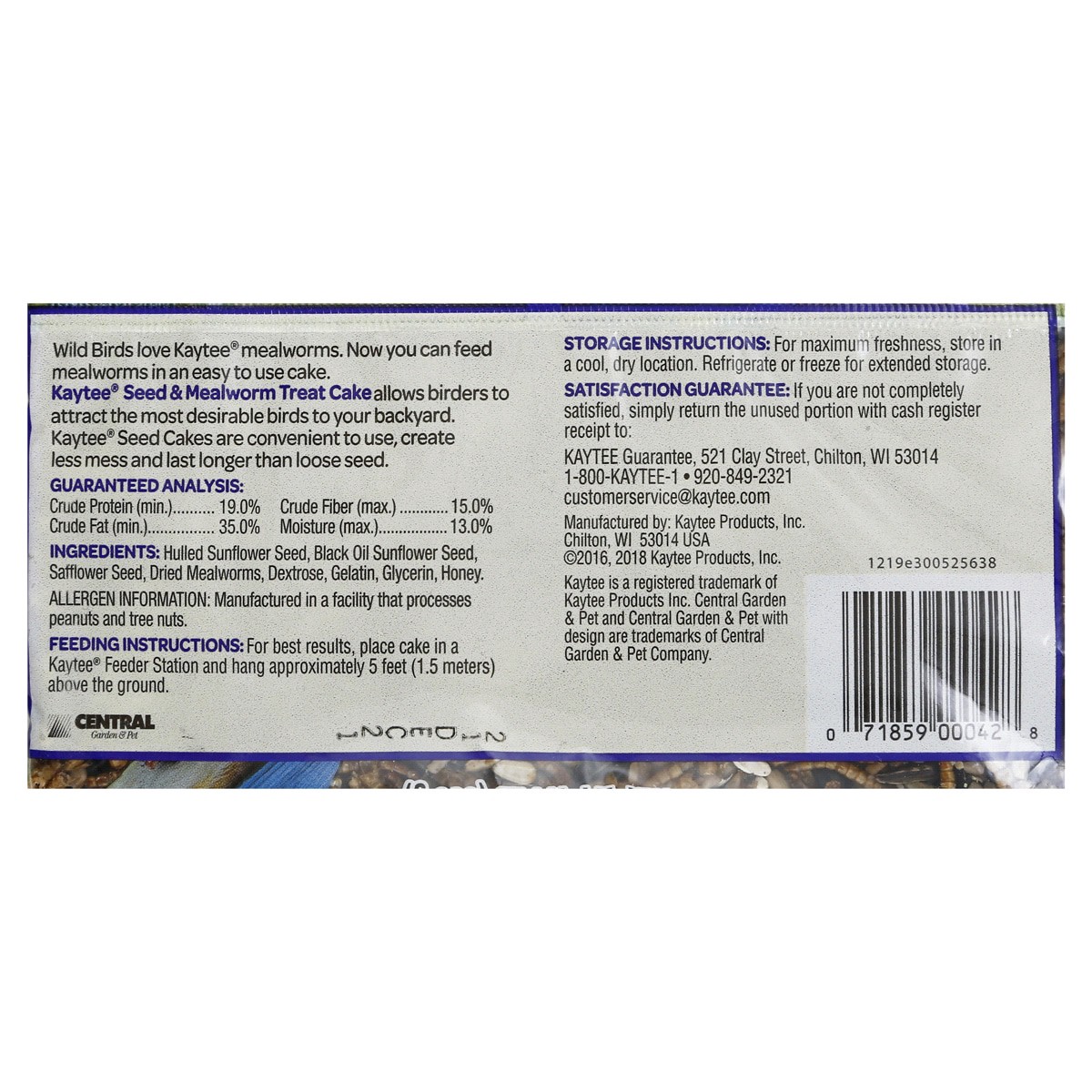 slide 2 of 2, Kaytee Wild Bird Seed & Mealworm Treat Cake, 1.4 lb, 22.4 oz