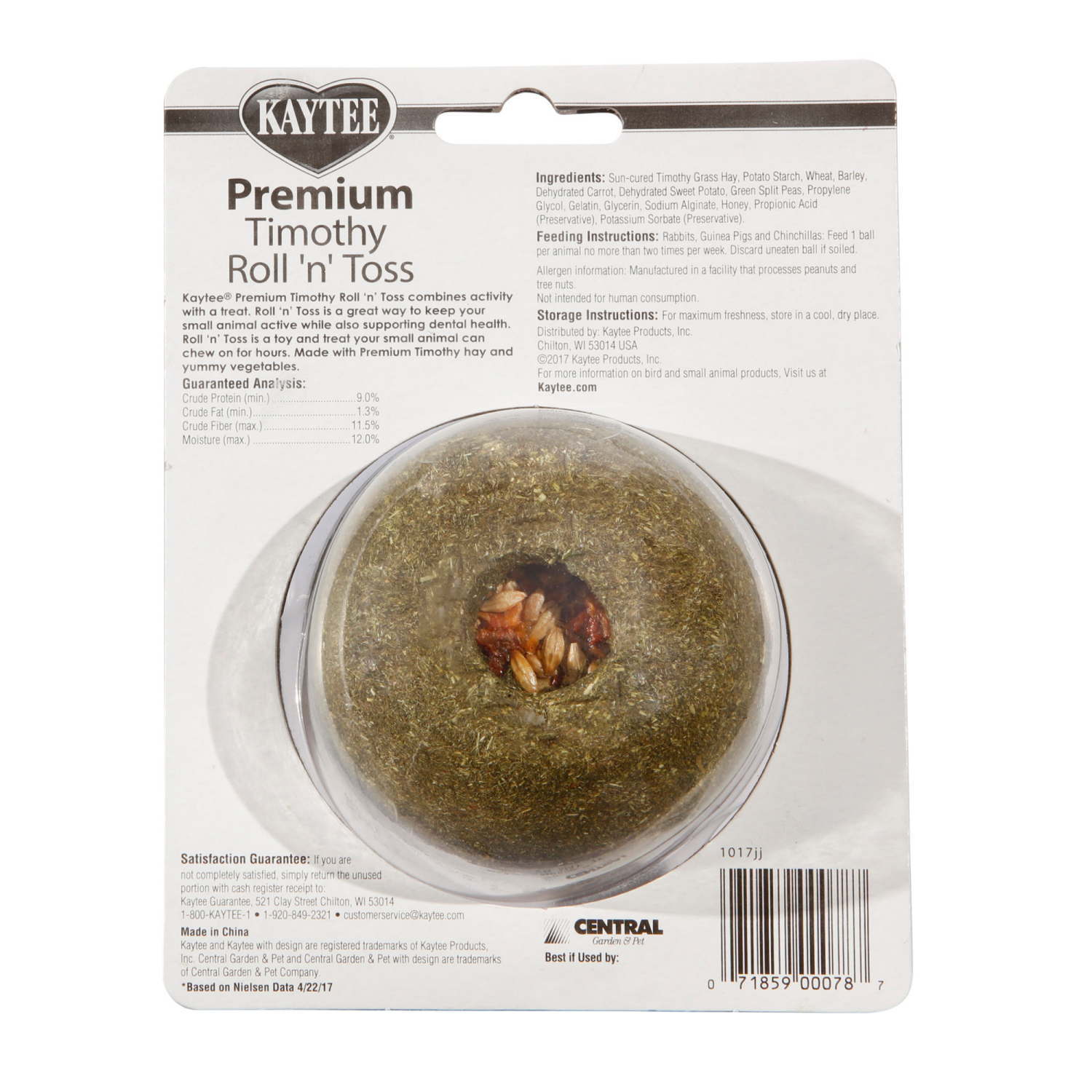 slide 2 of 3, Kaytee Timothy Roll n Toss Toy and Treat, 1 ct