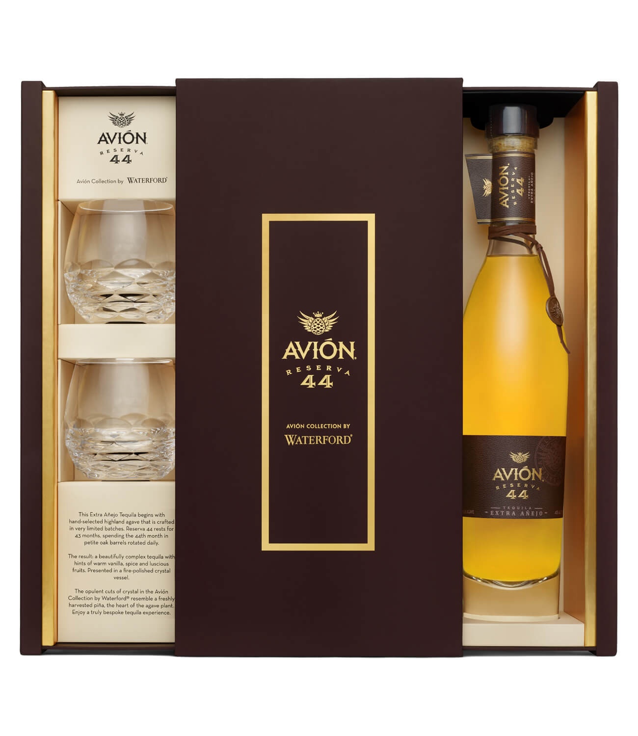 slide 1 of 1, Avion Teq Rsv 44 Extra Anejo 750ml w/Gls, 750 ml