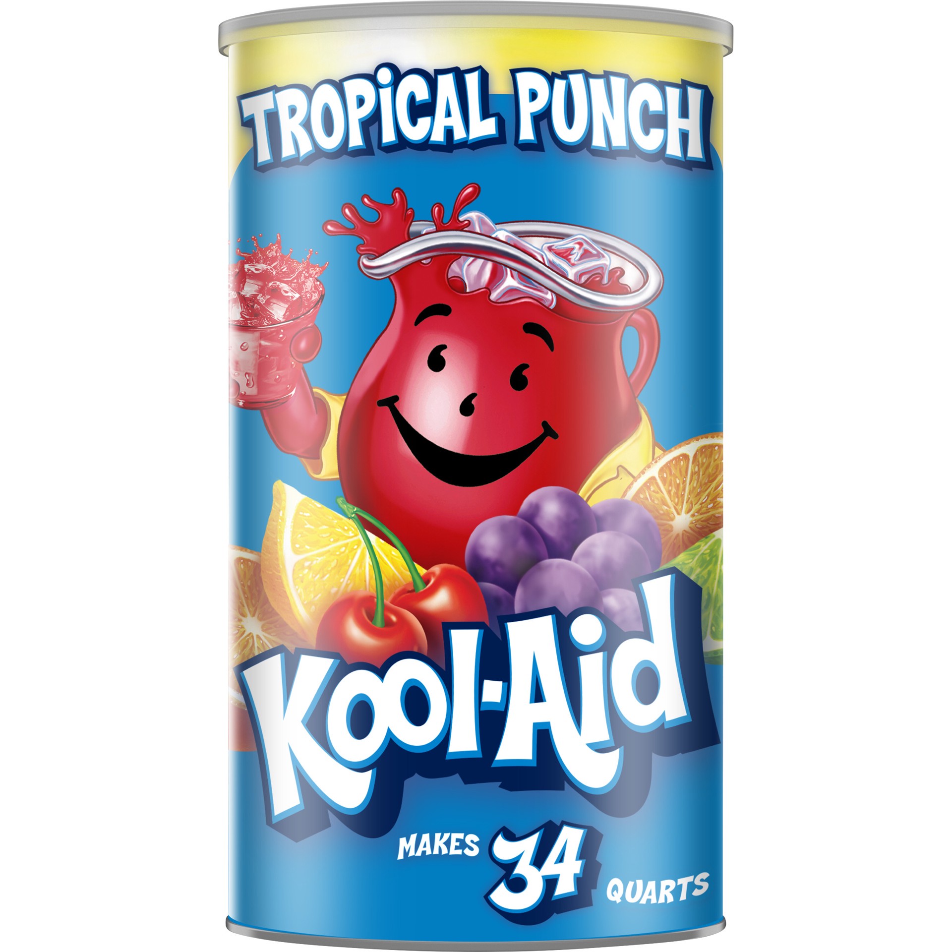 slide 1 of 9, Kool-Aid Sugar-Sweetened Tropical Punch Artificially Flavored Powdered Soft Drink Mix, 5.16 lb Canister, 5.156 lb