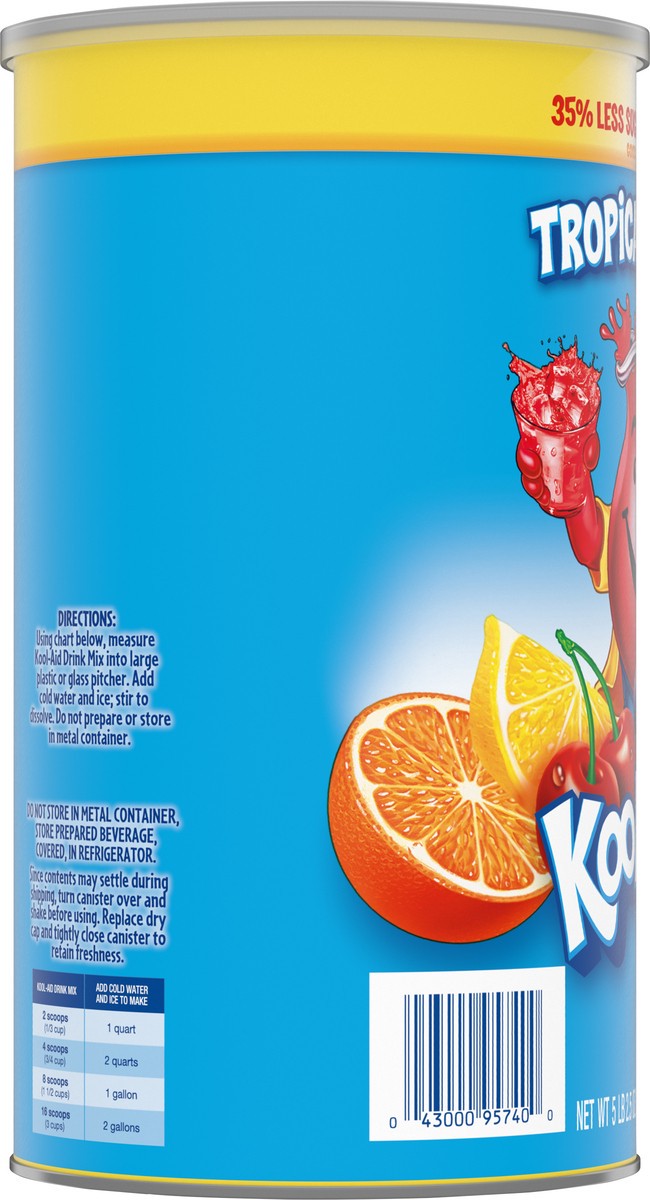 slide 7 of 9, Kool-Aid Sugar-Sweetened Tropical Punch Artificially Flavored Powdered Soft Drink Mix, 5.16 lb Canister, 5.156 lb