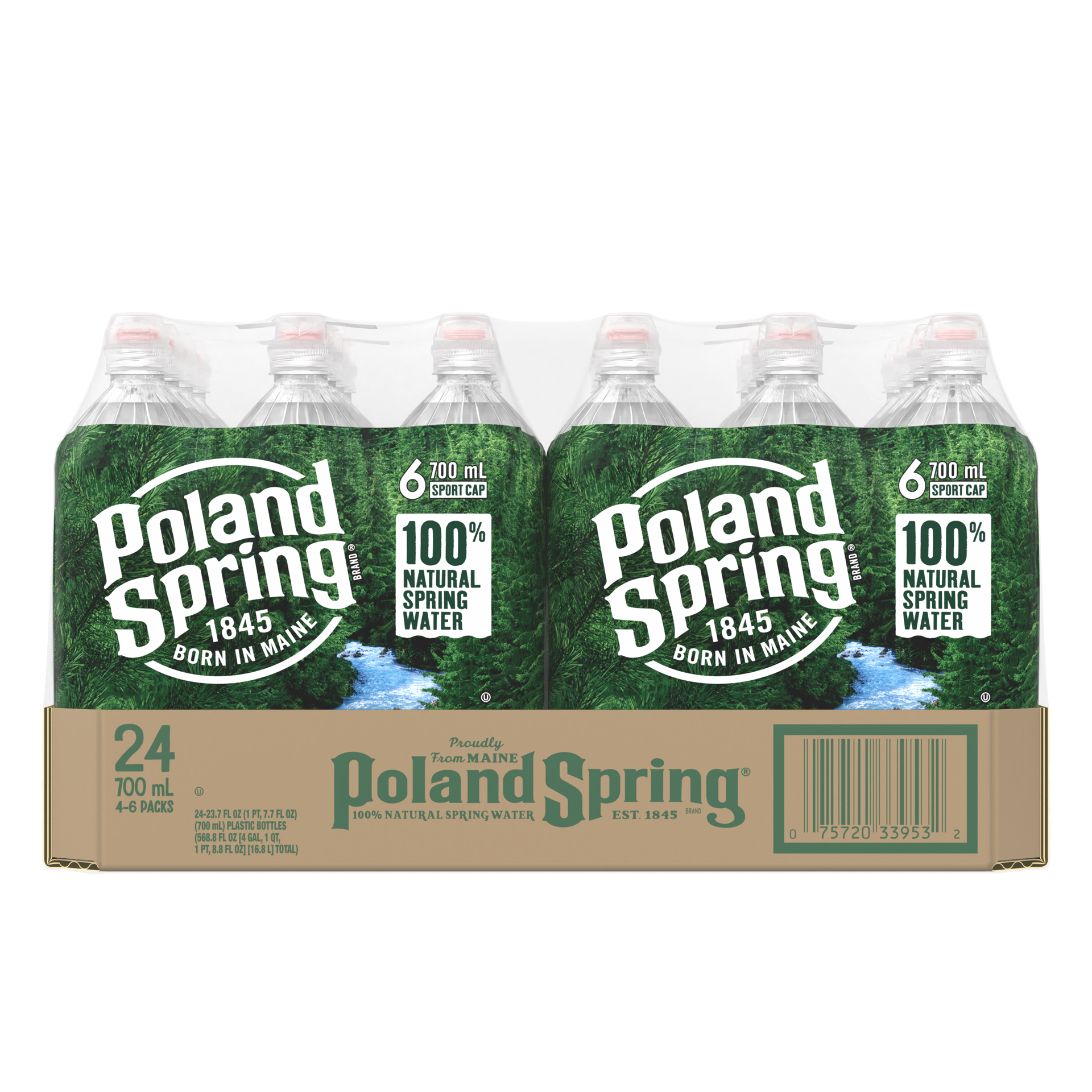 slide 1 of 4, POLAND SPRING Brand 100% Natural Spring Water, 23.7-ounce plastic bottles (Total of 24), 23.7 oz