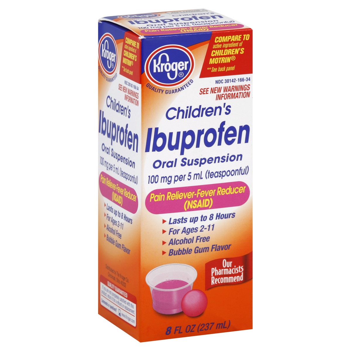 slide 5 of 5, Kroger Children's Ibuprofen Bubble Gum Flavor Oral Suspension, 8 fl oz