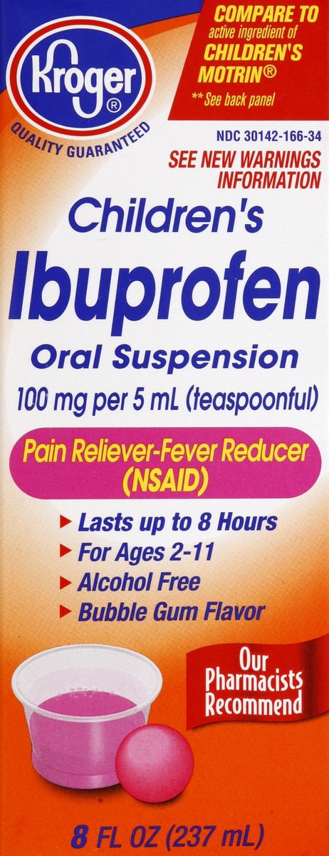 slide 1 of 5, Kroger Children's Ibuprofen Bubble Gum Flavor Oral Suspension, 8 fl oz