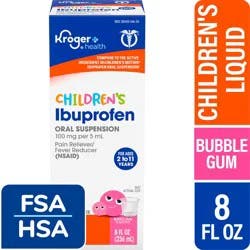 Kroger Children's Ibuprofen Bubble Gum Flavor Oral Suspension