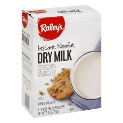 Raley's Instant Dry Powdered Milk Pouches, Nonfat 9.6 oz