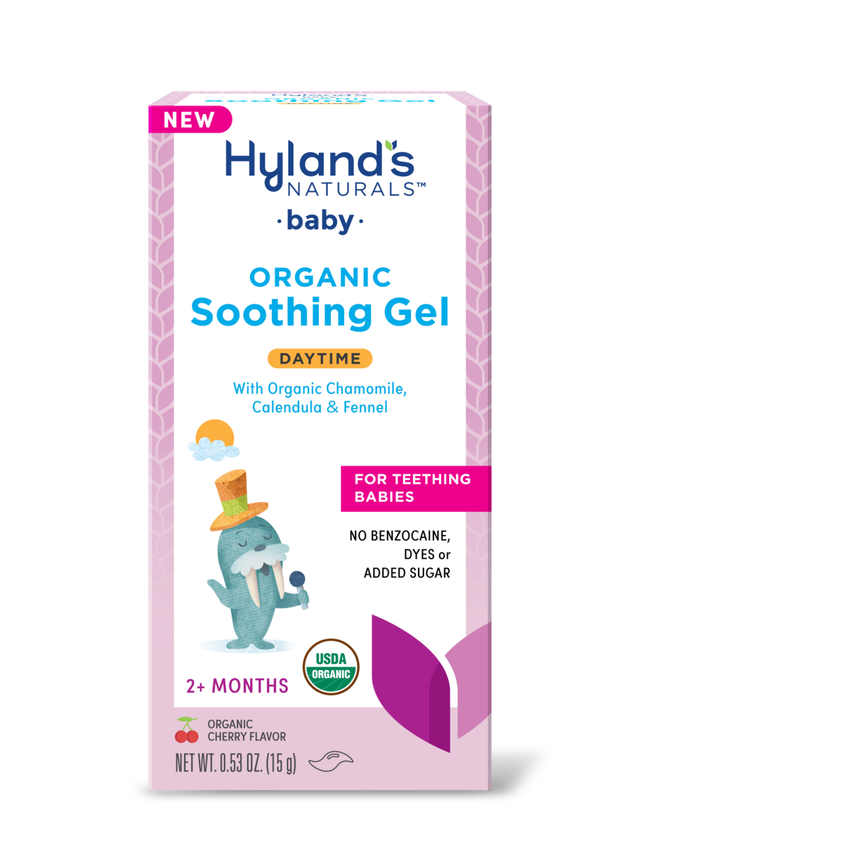 slide 1 of 4, Hyland's Naturals Baby Organic 2+ Months Daytime Cherry Flavor Soothing Gel 0.53 oz, 0.53 oz