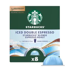 Starbucks by Nespresso Vertuo Pods, Iced Double Espresso, Starbucks Blonde Espresso Roast Coffee, 100% Arabica, 8 Pods