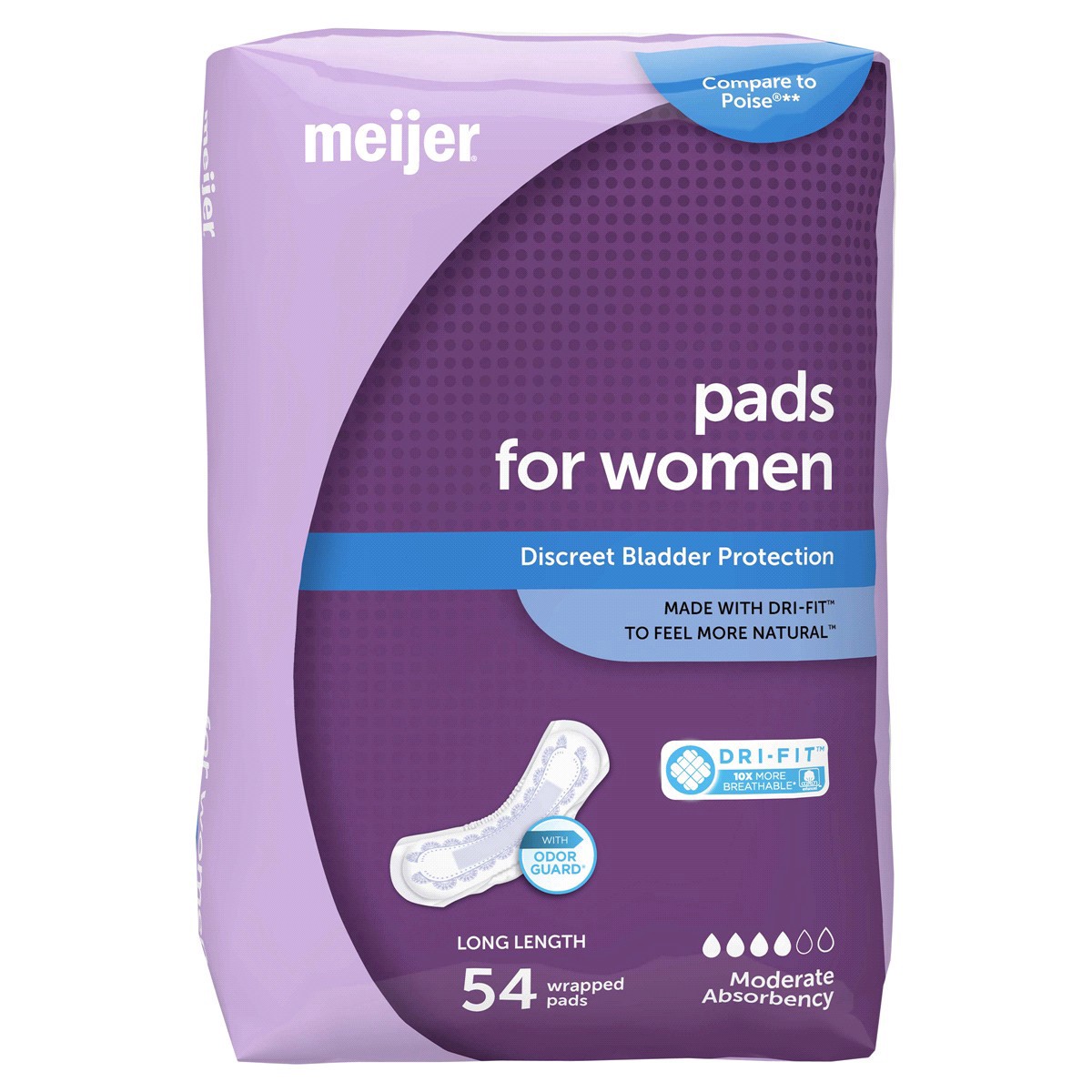 slide 13 of 21, Meijer Bladder Protection Pads, Moderate Absorbency, Long Length, 54 ct