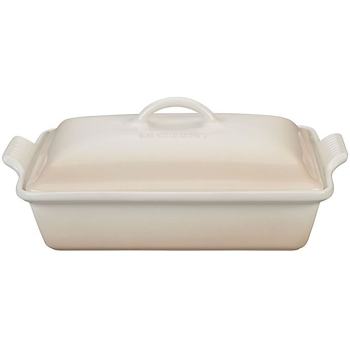 slide 1 of 1, Le Creuset Heritage Rectangular Covered Casserole Dish - Meringue, 4 qt